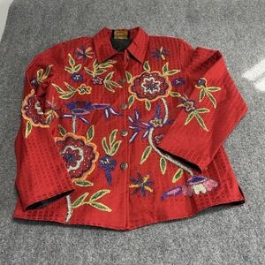 Alex Kim Women's‎ Vintage Embroidered Sequined Jacket Size M Multicolor Floral